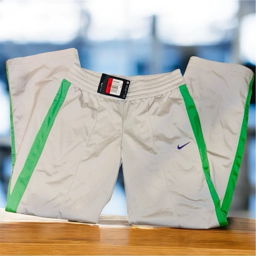 Nike Kids White Joggers with Green and Purple Accents
